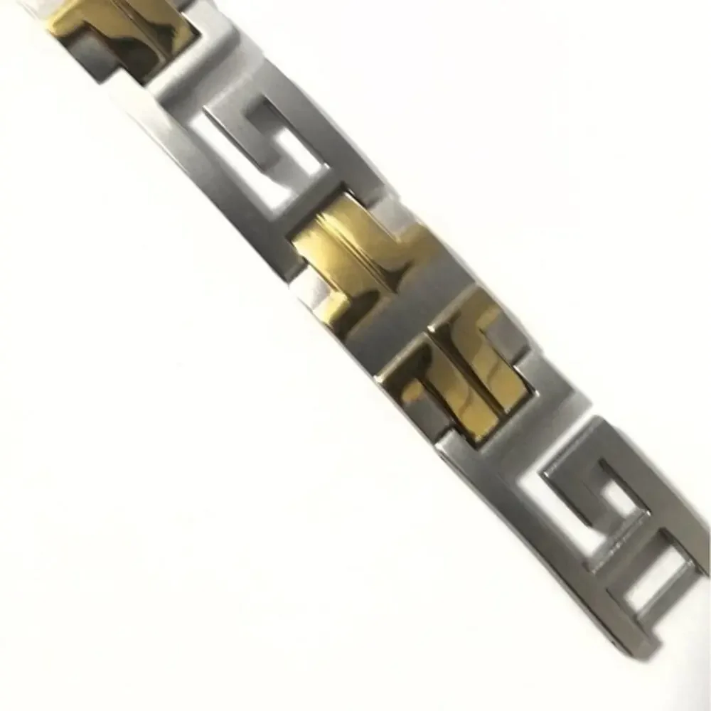 Men's Stainless steel magnetic‎ gold silver bracelet 8.5 inches